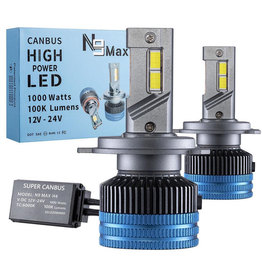SUPER CANBUS High Power LED Headlight Bulb Kit 52,000 Lumens N9 Max