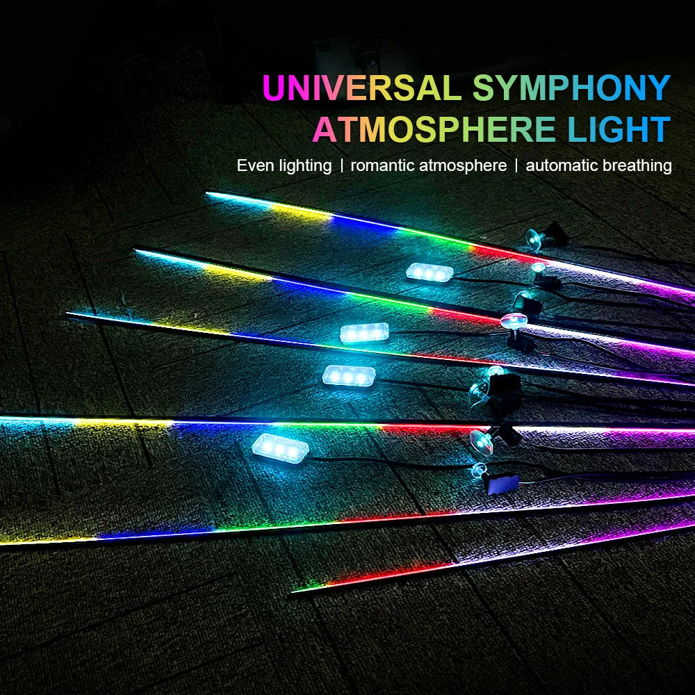 64 Color RGB Symphony Car Atmosphere Interior LED  Fiber Optic Ambient Light Kit