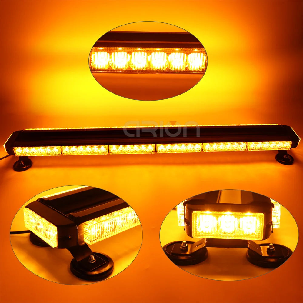 LED Strobe Light Bar Flashing Beacon Roof Emergency Warning Lamp Red Blue Amber