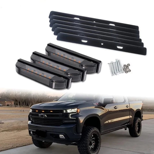 3pc Full LED Center Grille Lights w/Mounting Brackets For Chevrolet Silverado 1500 2500HD 3500HD 2019-up