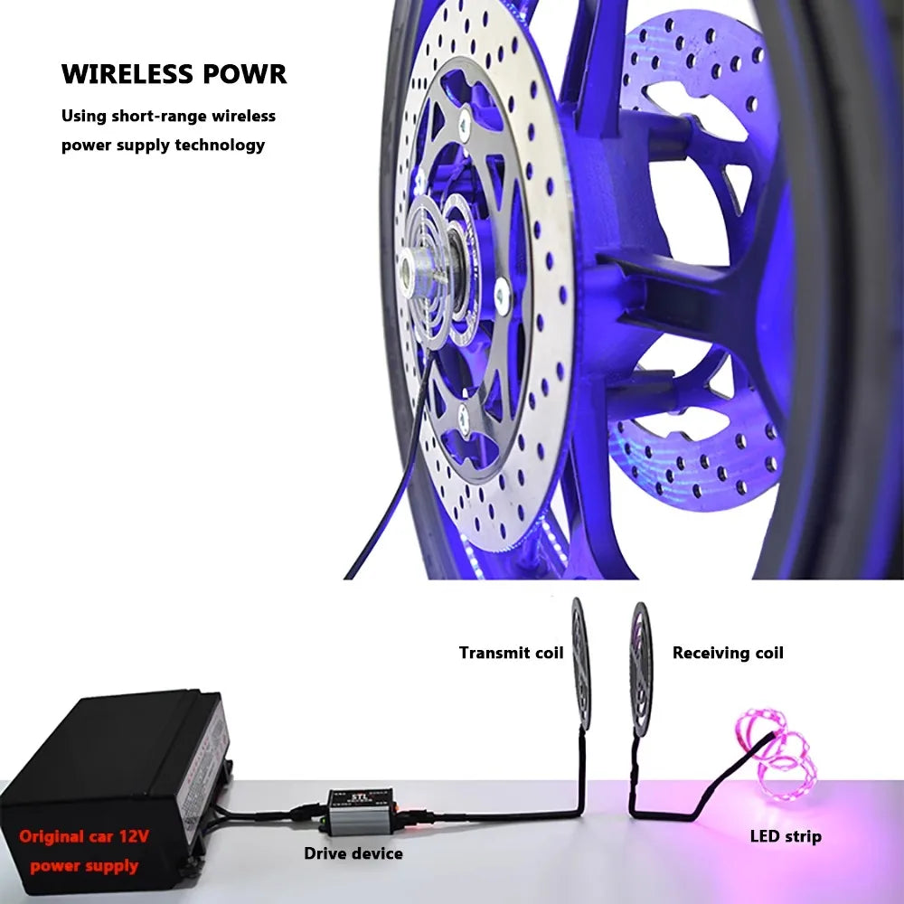 Motorcycle Hub LED 12V 6W Wireless Power Wheel Kit
