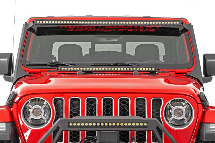 Rough Country Windshield Mounts 50” Light Bar Jeep Wrangler JL 2018-2023/Jeep Gladiator 2020-2023
