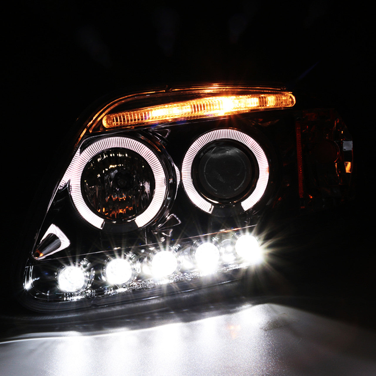 1997-2004 Ford F-150 / 1997-2002 Expedition Dual Halo Projector Headlights (Chrome Housing/Clear Lens)