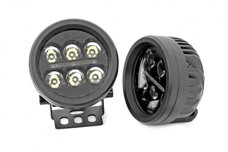 Rough Country BLACK SERIES ROUND LED LIGHT PAIR 3.5 INCH | AMBER DRL