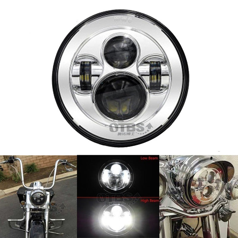 7'' LED Black Projector Headlight For Motor Street Glide FLHX Touring/Yamaha V-Star XVS 650 1100 Custom Silverado