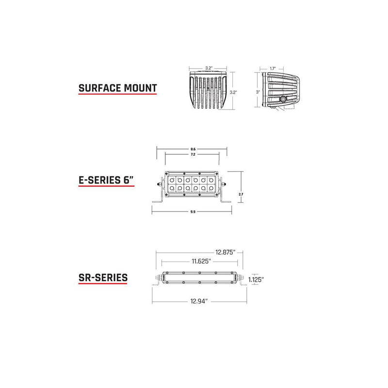 RIGID Industries SAE Compliant E-Series 6" Light Bar - Pair - Black [106613]