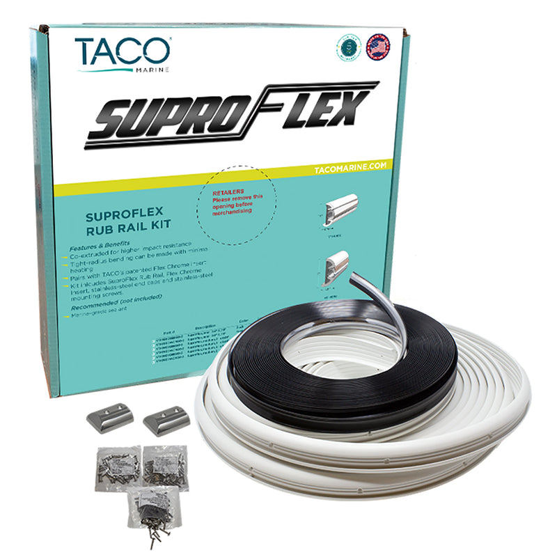 TACO SuproFlex Rub Rail Kit - White w/Flex Chrome Insert - 2"H x 31/32"W x 80L [V11-9990WCM80-2]