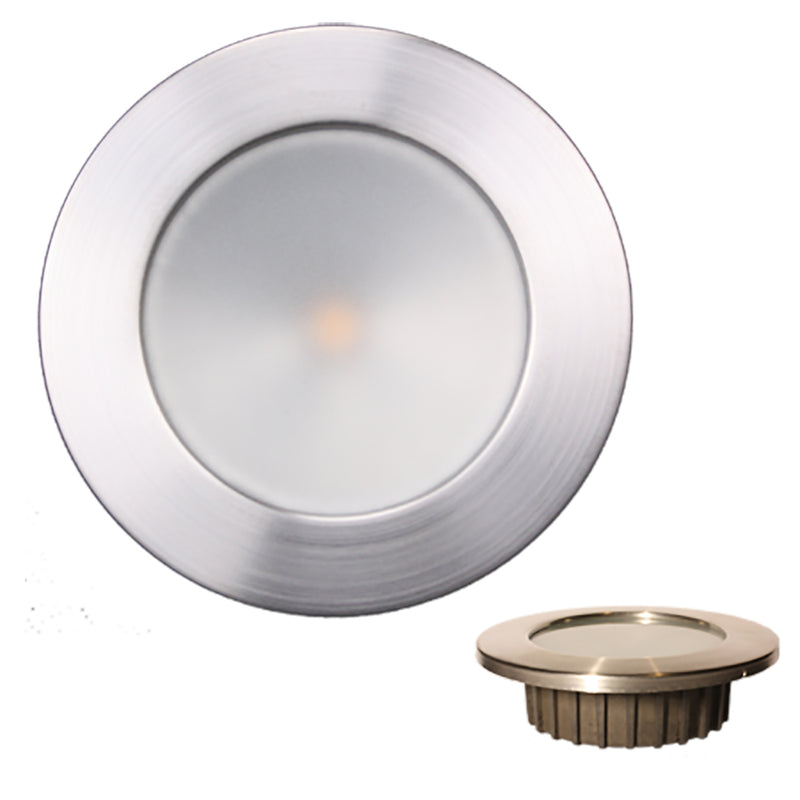 Lunasea ZERO EMI Recessed 3.5 LED Light - Warm White w/Brushed Stainless Steel Bezel - 12VDC [LLB-46WW-0A-BN]