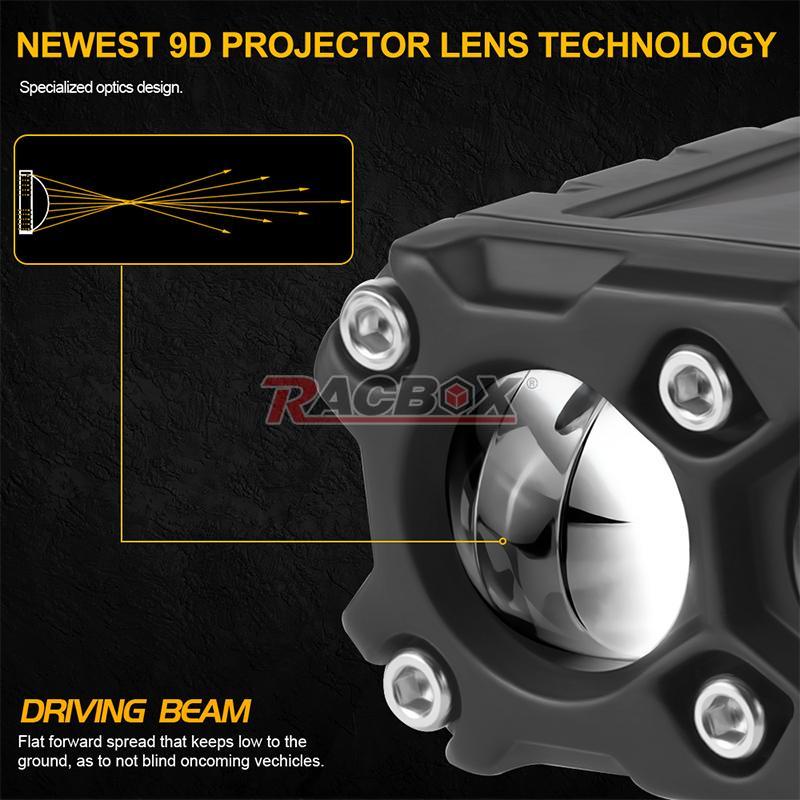 9D Lens LED Spotlights Driving Fog Lights  White Yellow Car Motorcycle