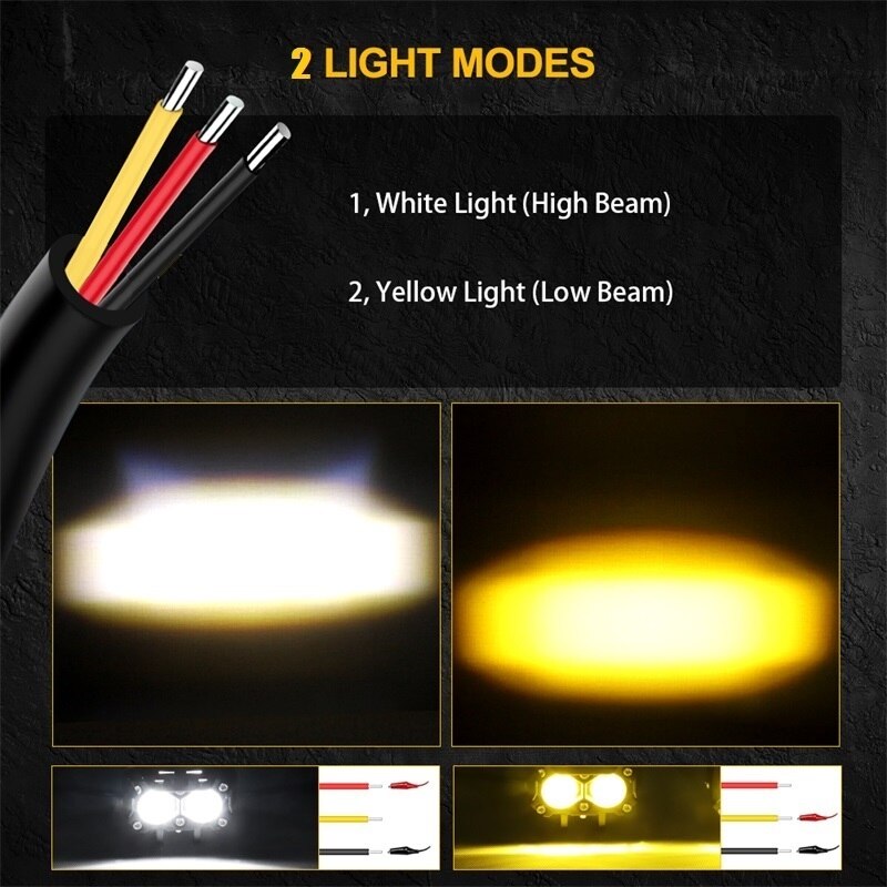 9D Lens LED Spotlights Driving Fog Lights  White Yellow Car Motorcycle