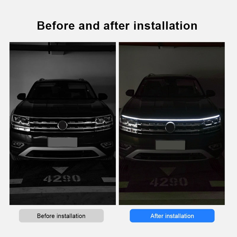 Led Decoration Lights For Car Hood Flexible Daytime Running Light Strip Universal  Start-Scan