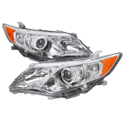 2012-2014 Toyota Camry Projector Headlights w/ Amber Reflectors (Chrome Housing/Clear Lens)