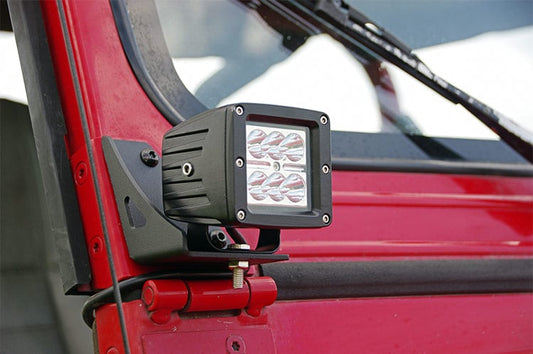 LED Light Mount | Lower Windshield | Pod Pair | Jeep Wrangler YJ 4WD (87-95)