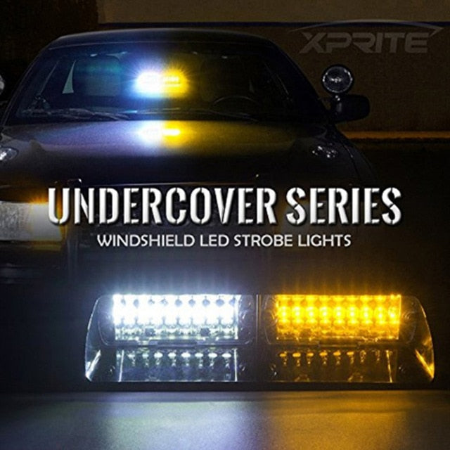 Police Lights Car LED Strobe Light Red/Blue Amber/White Signal Lamps Windshield Warning Light 12V