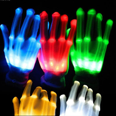 LED Gloves Neon  Glowing Halloween Party Light  Skull  Stage Costume Christmas
