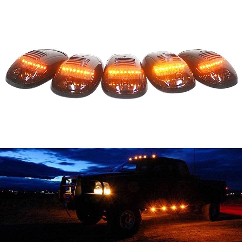 5pcs Cab Roof Clearance LED Lights For Chevy Dodge Ford GMC Trucks 12V