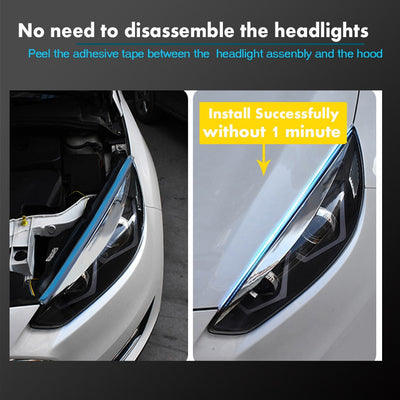 2pcs LED DRL Car DRL Flexible Waterproof Strip Auto Headlights White Turn Signal Yellow Flow Lights 12V