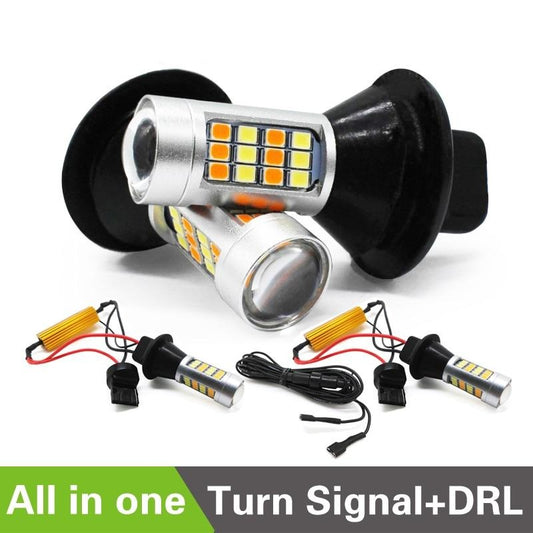 Can-BUS Switchback Car LED Turn Signal Light DRL Dual Mode 1 pair