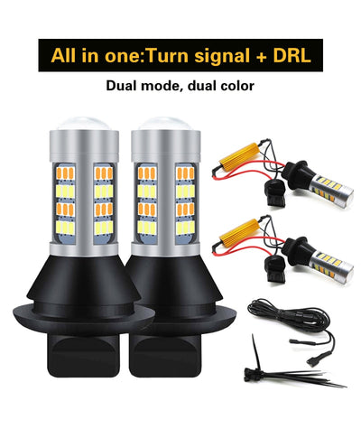 Can-BUS Switchback Car LED Turn Signal Light DRL Dual Mode 1 pair