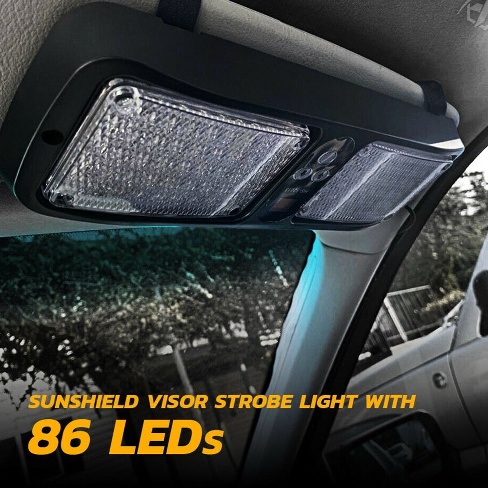 Car Truck 86 LED Windshield Emergency Hazard Warning Flashing lamp Police Strobe Lights Sun visor panel DC 12V 12 Modes