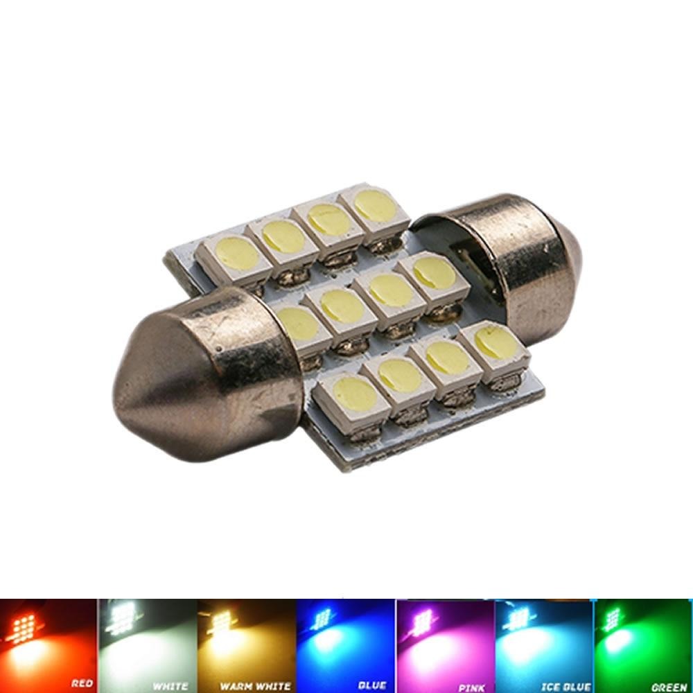 31mm 3528 1210 SMD 12 LED Car Auto Festoon Dome Interior Map Lights Bulb Lamp for DC 12V Blue Green Red Ice Blue White